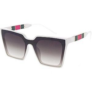 UV 400 ProtectionTrendy Luxury Side Striped Square Sunglasses White